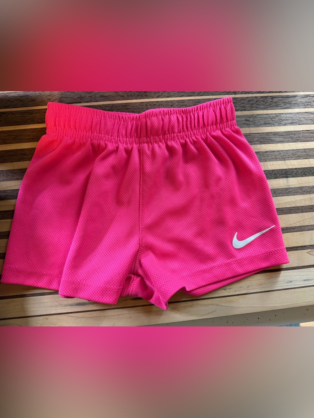 Nike Bright Pink Girls' Athletic Shorts with White Swoosh